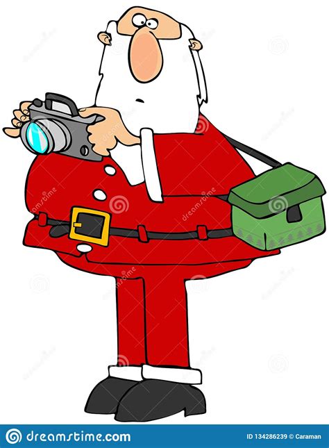 Santa Claus Met Een Camera Stock Illustratie Illustration Of