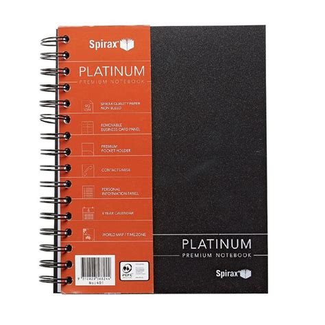 Spirax 401 Platinum A5 Notebook Black Black A5 Black The Warehouse