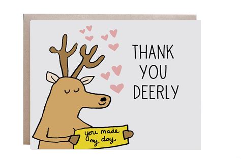 Thank You Card Thanks Card Card Pun Card Funny Deer Card Etsy