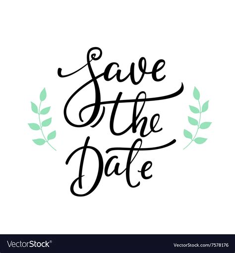 Save Date Lettering Decor Royalty Free Vector Image
