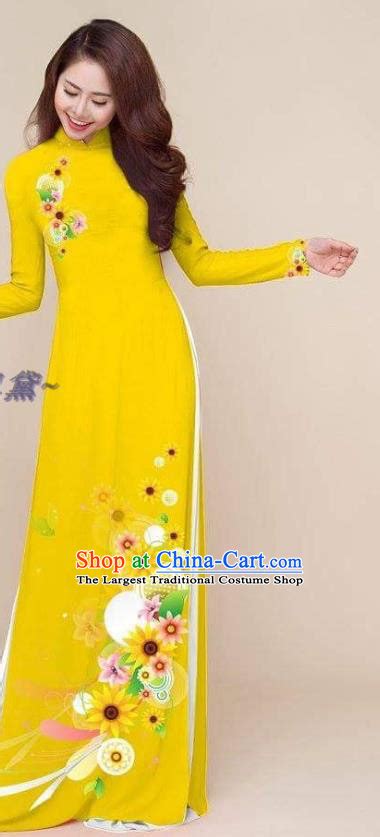 Traditional Top Grade Asian Vietnamese Costumes Classical Hand Printing