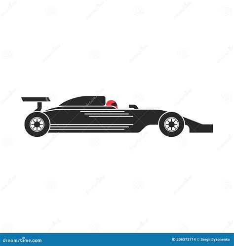 Silhouette Of A Racing Car Logo Formula 1 With A Racer In A Red