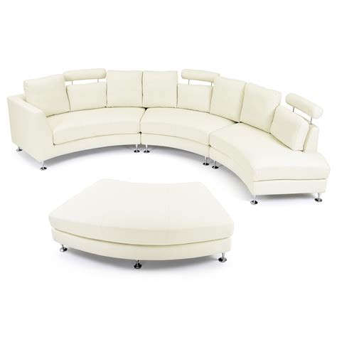 Modern White Leather Circular Sofa Rossini Leather Sectional