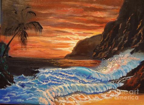 Brilliant Hawaiian Sunset 1 Painting By Jenny Lee Fine Art America