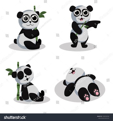 Vector Illustration Cute Baby Pandas Collection Stock Vector Royalty