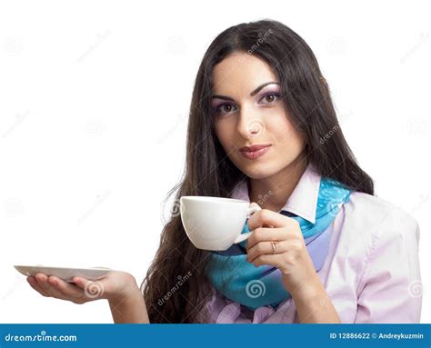 Young Women Holding Coffee Cup Stock Photo Image Of Scarf Copy 12886622