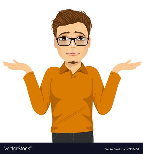 Young Man With Glasses In Doubt Royalty Free Vector Image