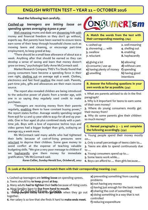 Listening Comprehension Worksheets Grade 11 Advance Worksheet