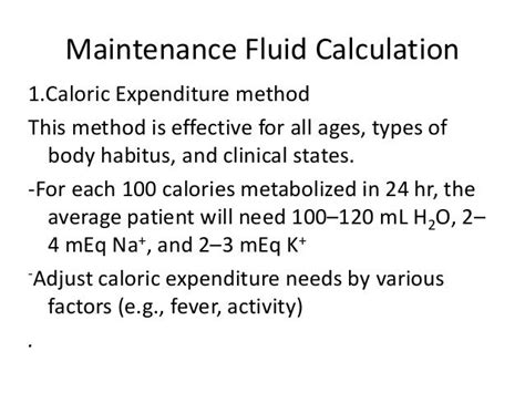 Maintenance Fluid Calculation