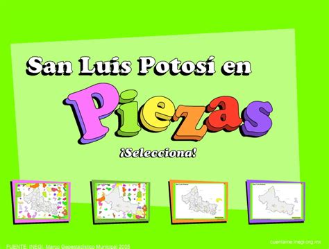 En 2020, san luis potosí está dividido en 58 municipios. Mapa interactivo de México Municipios de San Luis Potosí. Puzzle. INEGI de México - Mapas ...