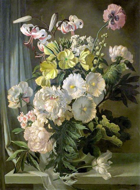 Gerald A Cooper 1899 1975 — Flower Piece 841×1137 그린 꽃 빈티지 꽃 꽃 예술