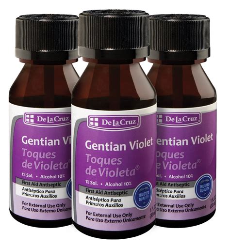 De La Cruz Gentian Violet First Aid Antiseptic Liquid 1 Oz Pack Of 3