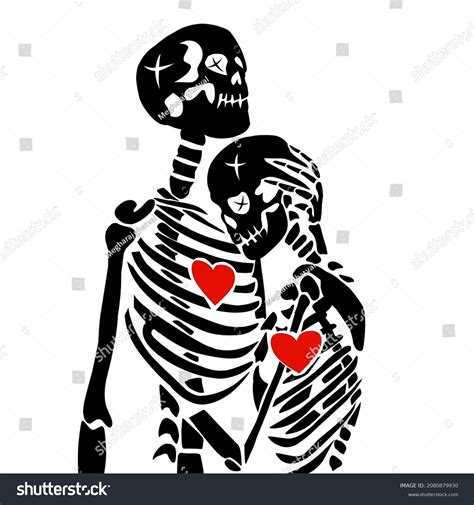 Romantic Skeleton Couple Vector Kiss Death Stock Vector Royalty Free