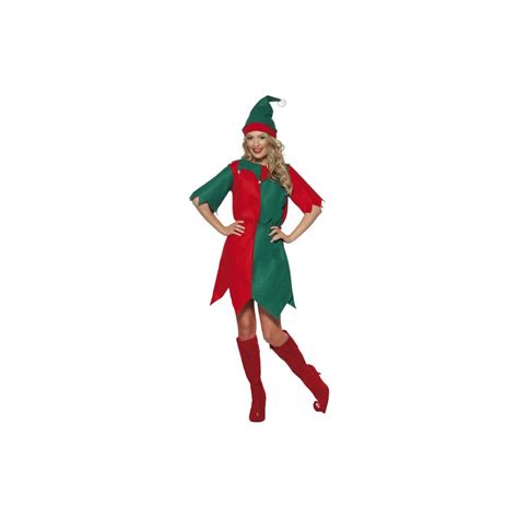 Elf Costume Red And Green With Hat And Tunic Costume Christmas Fancy