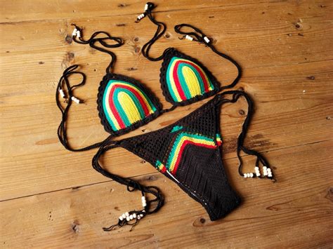 handmade crochet bikini set rasta bikini push up swimwear hot sex picture