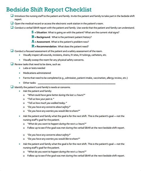 13+ Free Shift Report Templates | MS Word & PDF Formats | Sbar nursing