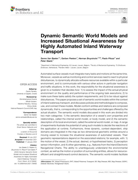 Pdf Dynamic Semantic World Models And Increased Situational Awareness
