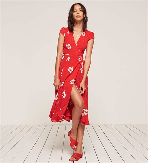 Reformation Synthetic Carina Dress In Red Lyst