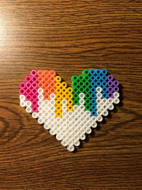 Melted Rainbow Heart Perler Creations Perler Beads Fuse Beads My XXX