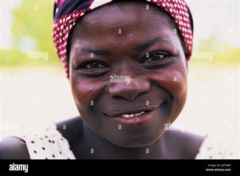 Portrait Of A Smiling African Woman Burkina Faso West Africa Stock