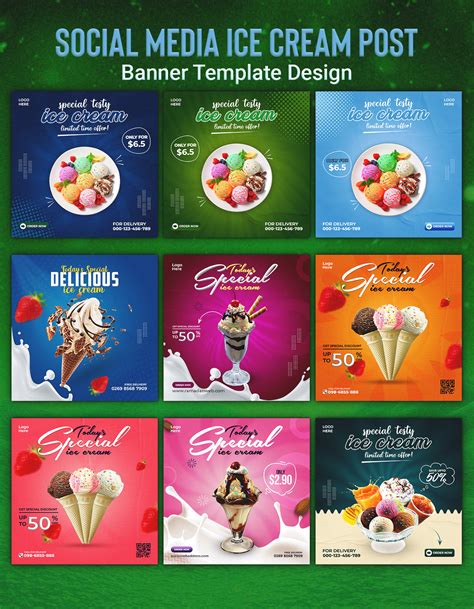 Social Media Ice Cream Post Banner Template Design On Behance