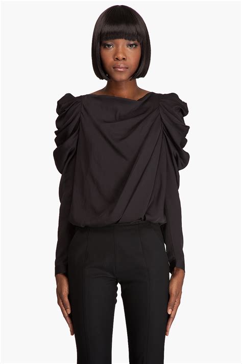 Lyst Viktor And Rolf Draped Sleeve Blouse In Black