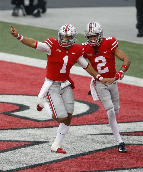 Back in action? Chris Olave appears to be back at practice for Buckeyes