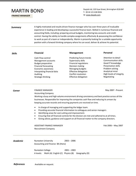 Cv templates for financial manager approved by recruiters. 24 Best Finance Resume Sample Templates - WiseStep
