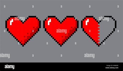 Pixel Art Hearts For Game Stock Vector Image And Art Alamy
