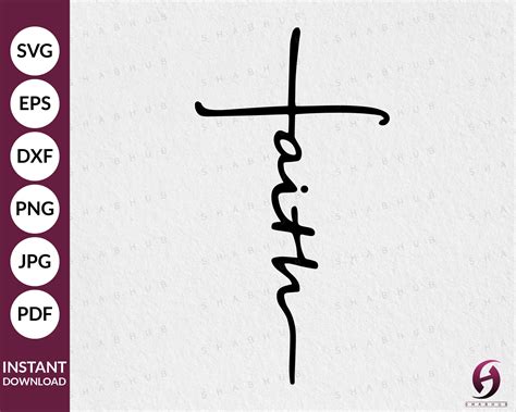Faith Cross Script Svg Cut Files Clipart Downloads Faith Etsy