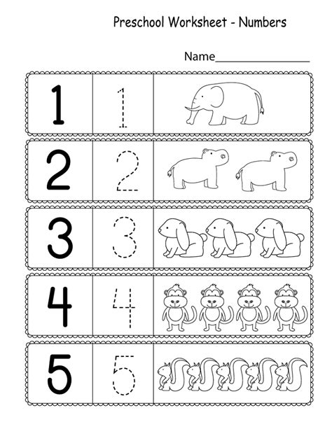 Number Free Printable Kindergarten Worksheets
