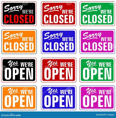 Open And Closed Signs Stock Vector Illustration Of Sign 4524578