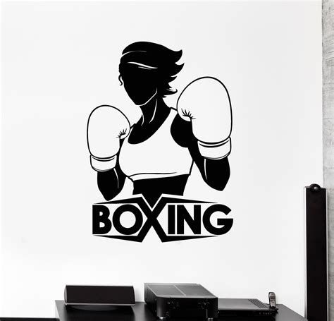 Vinyl Wall Decal Boxing Girl Boxer Sports Woman Stickers Mural Ig4546