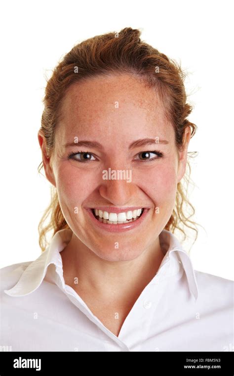 Frontal Portrait Of A Smiling Young Business Woman Stock Photo Alamy