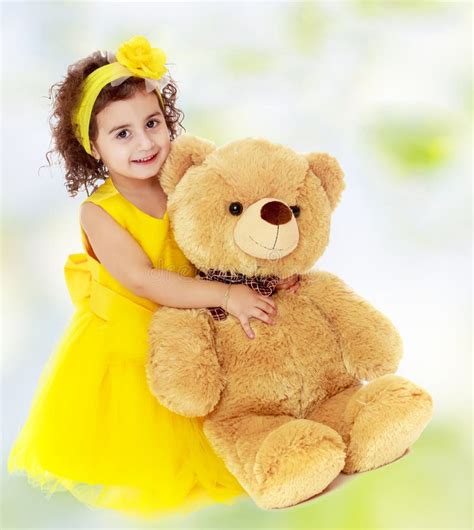 Little Girl Hugging Teddy Bear Stock Photo Image Of Adorable