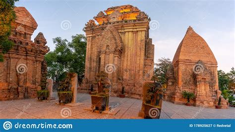 panorama of po nagar cham towers in nha trang great old brick temple complex ponagar vietnam