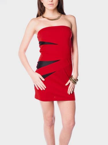 Sexy Y Hermoso Vestido Corto Strapless Rojo Con Negro Mercado Libre