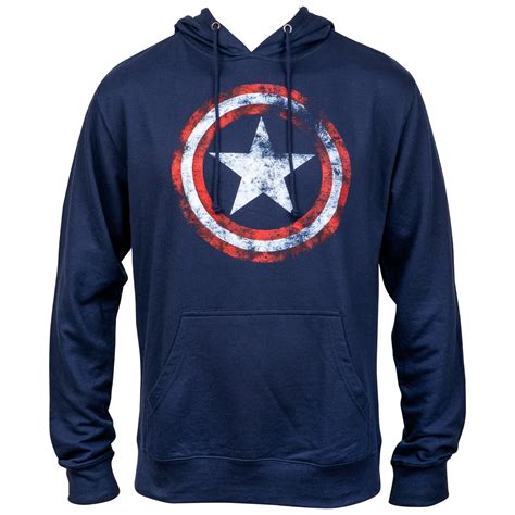 Captain America Distressed Navy Pullover Hoodie 2xlarge