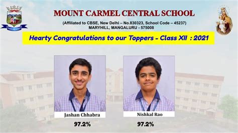 Excellent Results In Cbse Class Xii 2021 Mount Carmel Central School