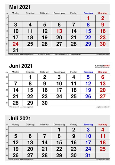 Kalender Juni 2021 Als Word Vorlagen