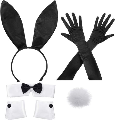 Bunny Costume Set Including Bunny Ear Headband Collar Bow Tie Cuffs
