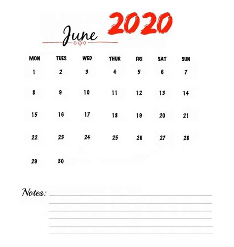 35 Best Printable June 2020 Calendars With Holidays Onedesblog