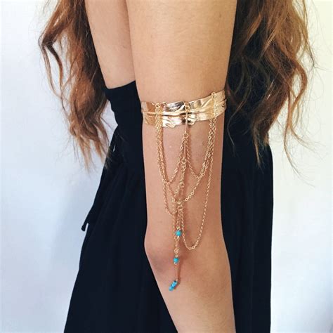 Gold Upper Arm Cuff Armcuff Bracelet Band Prom Dress Jewelry