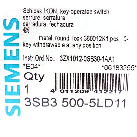 Maschinenteil24 Siemens Keyed Selector Switch Ikon Buy Online