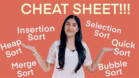 Sorting Algos Cheat Sheet Comparison Of Properties Bubble Selection