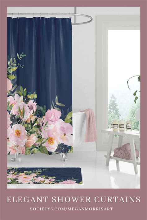 Pretty Bathroom Ideas Pink And Navy Shower Curtain Floral Bathroom