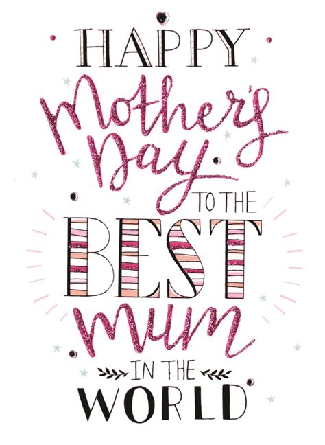 Best Mum In The World Mothers Day Card Embellished Hand Finished Card Cards