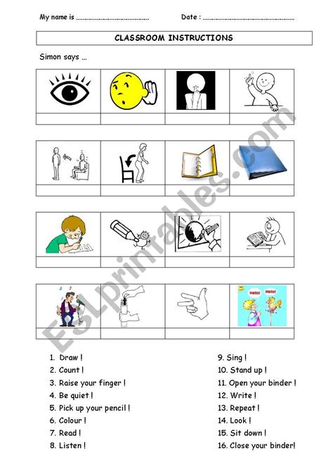 Classroom Instructions Esl Worksheet By Proberen