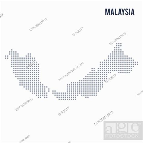 Vector Pixel Map Of Malaysia Isolated On White Background Stock Vector