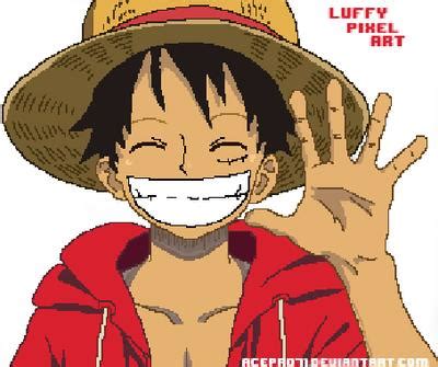 Luffy, anime, pirates, monochrome background. Luffy *Pixel art* by acepro71 on DeviantArt